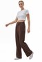 Women's Brown Palazzo Trousers with Velcro Waist - 4