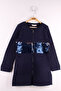 Girls' College Collar Zippered Sequin Embroidery Printed Knitted Cardigan - 2 Thread Raised