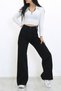 Karam Black Lycra Super High Waist Loose Jeans Palazzo Trousers - 3