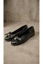 Women's Black Leather Buckle Bow Ballerinas 1.5cm Byndi̇mj02 - 6