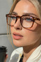 Vero Unisex Leopard Square Frame Blue Block Transparent Glass Glasses - 3