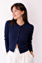Una Fiaba- Navy Blue Color Knitted Buttoned Women's Knitwear Cardigan - 5