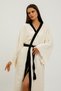 Muslin Kimono 100% Cotton Patternless Striped Bathrobe Kaftan Dressing Gown Ecru