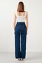 Talya Casual Lycra 90's Non-Fading Navy Blue High Waist Wide Leg Denim Palazzo Trousers - 3