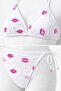 Women's White Kiss Detail Triangle Bikini Set Lycra Stretchy Side Tie Halter Neck Stylish Drawstring - 3