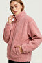Women's Plush Full Zipper Pocket Sherpa Lamb Fabric Oversize Plush Fleece Sweatshirt