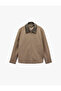 Regular Fit Long Sleeve Pocketed Corded Fabric Collar Detailed Zippered Cashmere Jacket - 3