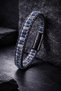 Men's Natural Lapis Lazuli Stone Leather Cord Men's Tag Bracelet - 6