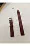 14 mm Compatible Watch Strap (Genuine Leather) Dark Burgundy Color Flat Stitched Model, Silver Color Buckle - 4