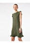 Crepe Scuba Fabric Sleeveless Crew Neck Ruffle Mini Dress - 2