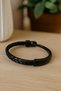 Men's Bracelet with Black Braided and Real Leather Mix Model |   Magnetic Metal Buckle Design - 2
