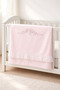 Floral Embroidered Pleated Detailed Organic Double Layer Baby Blanket 85X85 cm 100% Cotton Baby Girl
