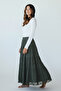 0Women's Elastic Waist Folded Gypsy Skirt - 4