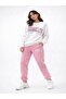Women's Pink Crew Neck Brooklyn Printed Tracksuit Set with 3 Thick Ribbons - 2