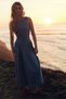 Women's Vintage Open-Back Waist-Fitted Denim Dress Blue - 4