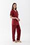 Women's Snowflake Patterned 100% Cotton Shirt Collar Short Sleeve Buttoned Pajama Set - 3