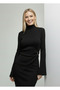 New Product Turtleneck Spanish Sleeve Long Sleeve Blouse with Buckle Accessories