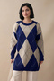 Baklava Pattern Knitwear Cobalt Blue Tunic