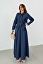 Women's Dark Blue Ruffle Shirt Skirt Denim Bottom Top Set - 3