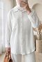 Single Pocket Striped Pattern Crinkle Shirt -White