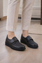 Women's Comfort Shoes Genuine Leather Crocodile Patent Leather-Black - 3