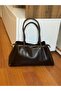 Faux Leather Three-Compartment Women's Hand and Shoulder Bag - 4