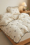 Ruffled 100% Cotton Bow Double Duvet Cover Set - 3