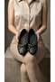 Women's Black Bowknot Knitted Patterned Mary Jane Ballerina Shoes 1cm Byndbtg01 - 5