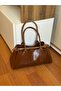 Faux Leather Three-Compartment Women's Hand and Shoulder Bag - 2