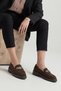 Women's Loafer Moccasin Buckle Casual Shoes Vilyum Brown Suede - 5