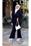 4468 - Black Hijab Double Set - 2