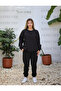 Women's Black 3 Thread Raised Tracksuit Set