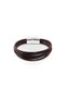 Brown Genuine Leather Men's Bracelet – Thin Multi-Layered, Magnetic Clasp-145 - 2