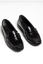 Women's Black Patent Leather Moccasin Casual Loafer Low-Sole Shoes