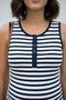 Ribbed Marine Maternity and Postpartum Ribbed Fabric Striped Collar Buttoned Zero Sleeve Dress - 4