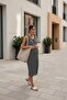 Ribbed Marine Maternity and Postpartum Ribbed Fabric Striped Collar Buttoned Zero Sleeve Dress - 2