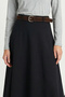 Belted Flared Long Woven Skirt Ldp0093 Dark Blue - 5