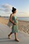 Ribbed Marine Maternity and Postpartum Ribbed Fabric Striped Collar Buttoned Zero Sleeve Dress - 2