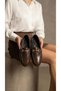 Women's Brown Buckle Patent Leather Ballerinas 1cm Byndsk311