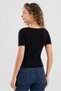 Women's Cotton Lycra Wide Collar Short Sleeve T-Shirt 6314 Black - 4