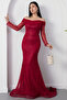 Strapless Neckline Long Sleeve Lace Dress Ecr5790 - 7