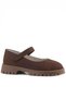 Natural Genuine Leather Brown Girls' Ballerina Shoes - 2