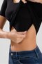 Women's Cotton Lycra Wide Collar Short Sleeve T-Shirt 6314 Black - 6