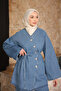 Blue Buttoned Jacket and Trousers Denim Suit - 2