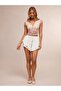 Waist-Tied Layered Flounce Mini Skirt - Ecru - 5
