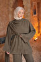 Khaki Scarf Detailed Tunic and Trousers Set - 3