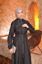 Anthracite Waist-Tie Skirt Layered Denim Dress - 4