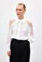 Shirt with Lace Detail on Sleeves - Ecru - 4