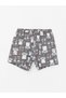 Lcw Kids Lilac Crew Neck Printed Short Sleeve Girls' Pajamas Set with Shorts - 3
