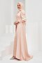 Powder Tail Beaded Embroidered Satin Evening Dress - 4